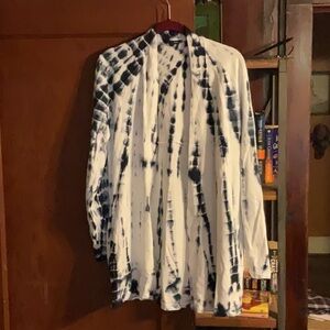 Spirit Dark Blue and White Tie-Dye Cardigan